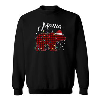 Red Plaid Mama Bear Matching Buffalo Pajama Sweatshirt | Mazezy