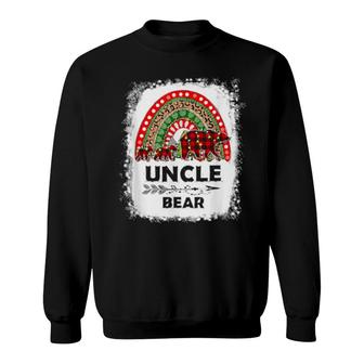 Red Plaid Uncle Bear Christmas Rainbow Pajama Matching Sweatshirt | Mazezy