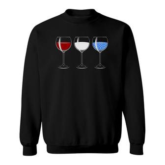 Red White Blue Wine Glasses American Flag 4Th Of July Sweatshirt | Mazezy CA