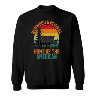 Redwood National Home Of The American Adventure Vintage Retro Sunset Travel Adventure Sweatshirt - Thegiftio
