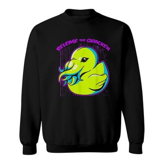 Release The Quacken Rubber Duck Cryptid Kraken Sweatshirt - Thegiftio UK