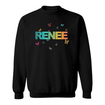 Renee Beautiful Name With Colorful Butterflies Sweatshirt | Mazezy