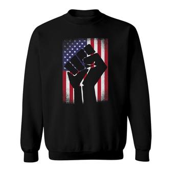 Resist Distressed Usa Flag - Raised Fist With American Flag Sweatshirt | Mazezy