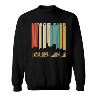 Retro 1970s Style New Orleans Louisiana Skyline Sweatshirt | Mazezy