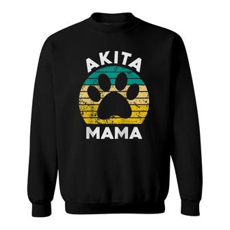 Retro Akita Mama Gift Akita Dog Owner Mother Pet Mama Raglan Baseball Tee Sweatshirt | Mazezy