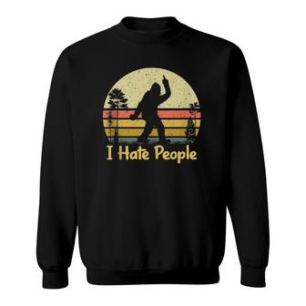 Retro Camping, Bigfoot Sasquatch Middle Finger I Hate People Sweatshirt | Mazezy