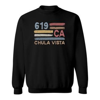 Retro Chula Vista Area Code 619 Residents State California Sweatshirt | Mazezy