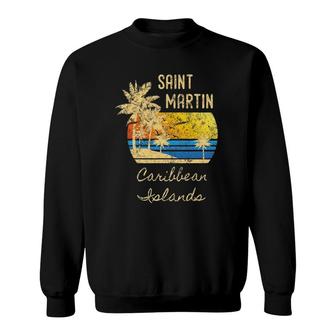 Retro Cool St Martin Caribbean Islands Distressed Sunset Sweatshirt | Mazezy