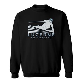 Retro Lucerne, Switzerland Ski Vintage Lucerne Sweatshirt | Mazezy