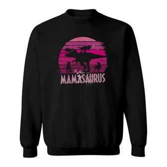 Retro Mamasaurus Rex - 3 Kids Sunset Funny Mother's Day Gift Sweatshirt | Mazezy AU