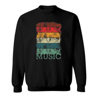 Retro Music Notes Of The 80S 90S Treble Clef Music Sweatshirt | Mazezy