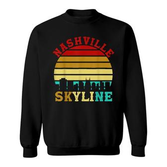 Retro Nashville Tennessee Vintage Skyline Home Country Music Sweatshirt | Mazezy