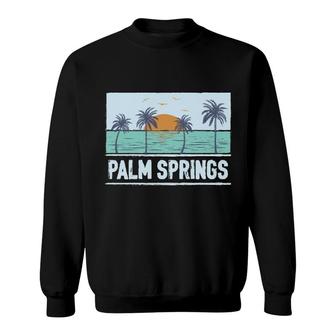 Retro Palm Springs California Tropical Sunset Beach Vacation Sweatshirt | Mazezy