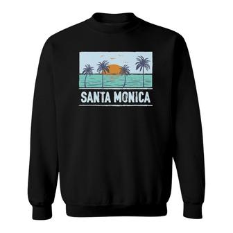 Retro Santa Monica California Tropical Sunset Beach Vacation Sweatshirt | Mazezy