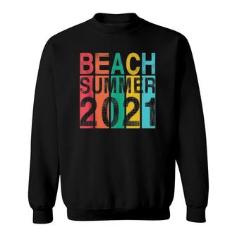 Retro Vintage Beach Vacation Summer 2021 Sunset Stripe Wear Sweatshirt | Mazezy DE