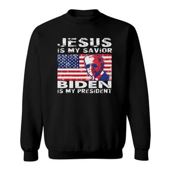 Retro Vintage Gift Jesus Is My Savior Biden Is My President Sweatshirt