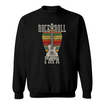 Retro Vintage Rock And Roll Papa Guitar Fathers Day Sweatshirt | Mazezy CA