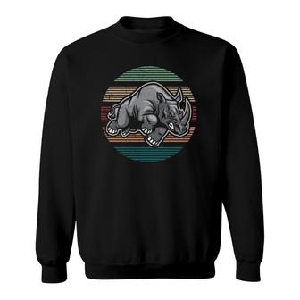 Rhinos Lover Gift Vintage Retro Rhino Pullover Sweatshirt | Mazezy AU