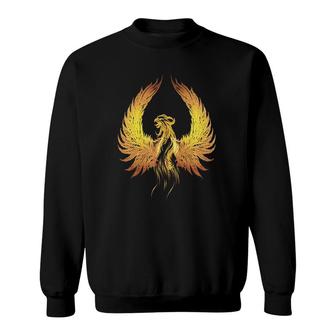 Rising Phoenix Fire Golden Mythical Reborn Rise From Ashes Sweatshirt | Mazezy