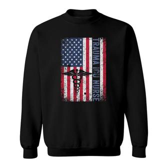 Rn Trauma Icu Nurse Gift Patriotic American Flag July 4 Ver2 Sweatshirt | Mazezy