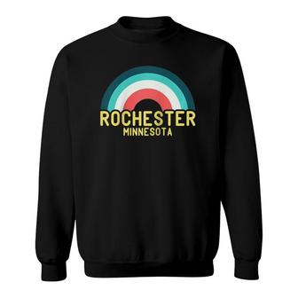 Rochester Minnesota Vintage Retro Rainbow Raglan Baseball Tee Sweatshirt | Mazezy