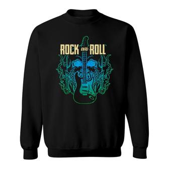 Rock And Roll Guitar Player Retro Rock & Roll Sweatshirt | Mazezy