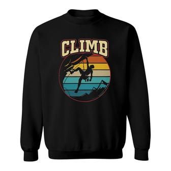 Rock Climbing Retro Vintage Sunset Climber Climb Sweatshirt | Mazezy