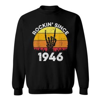Rockin Since 1946 75 Years Old 75Th Birthday Rock And Roll Sweatshirt | Mazezy