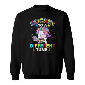 Rockin To A Different Tune Unicorn Autism Awareness Kids Sweatshirt - Seseable