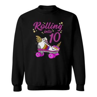 Rolling Into 10Th Birthday Unicorn Roller Skate Party Sweatshirt
