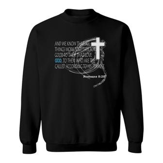 Romans 828 Christian Cross Sweatshirt | Mazezy