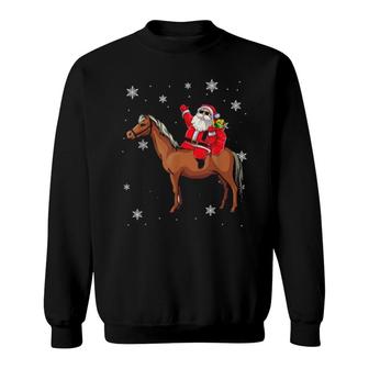 Santa Claus Riding Horse Pajama Christmas Sweatshirt | Mazezy