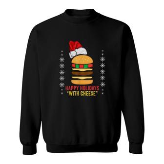 Santa Hamburger Happy Holidays With Cheese Christmas Sweater Sweatshirt | Mazezy AU
