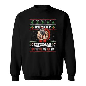 Santa Weightlifting Christmas Fitness Gym Xmas Men Sweatshirt | Mazezy