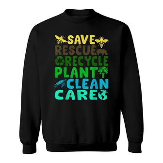 Save Bees Rescue Animals Recycle Plastic Earth Day Planet Sweatshirt - Seseable