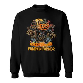 Scarecrow Pumpkin Farmer Halloween Sweatshirt | Mazezy