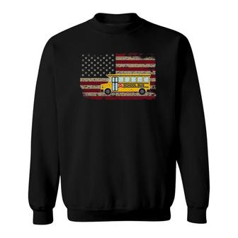 School Bus Driver America Flag Patriotic Bus Driving Gift Sweatshirt | Mazezy