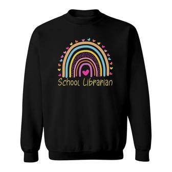 School Librarian Hearts Rainbow Gift Sweatshirt | Mazezy DE