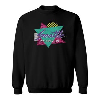 Seattle Washington Vintage Retro Gift 80S Or 90S Sweatshirt | Mazezy