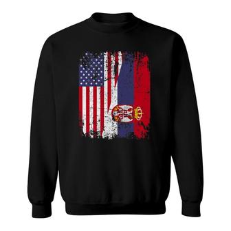 Serbian Roots Half American Flag Usa Serbia Flag Sweatshirt | Mazezy