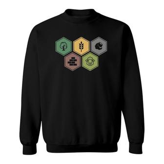 Settlers Board Game Inspired Minimalist Hex Design Sweatshirt | Mazezy