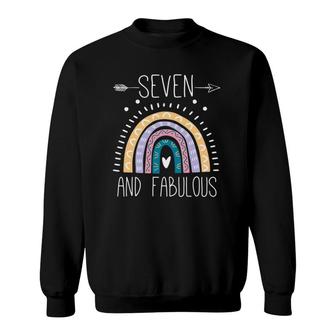 Seven And Fabulous 7Th Birthday Gifts 7 Year Girls Rainbow Sweatshirt | Mazezy