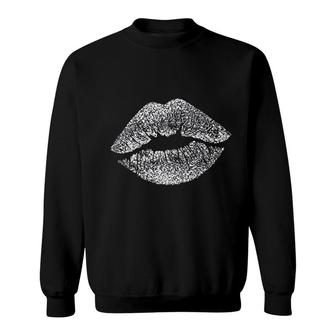 Sexy Silver Glitter Lips Kiss Me Love Makeup Lipstick Sweatshirt - Thegiftio UK