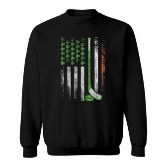 Shamrock Irish American Flag Ice Hockey St-Patrick's Day Sweatshirt | Mazezy DE