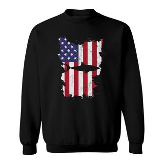 Shark Usa Flag America 4Th Of July Murica Gift Vintage Sweatshirt