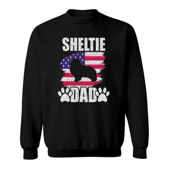 Sheltie Dad Dog Lover American Us Flag Sweatshirt | Mazezy