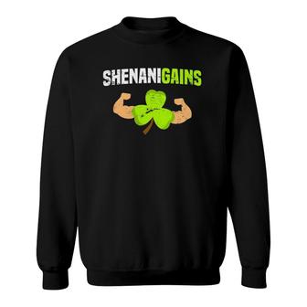 Shenanigains St Patrick's Day Workout Gym Gains Lift Sweatshirt | Mazezy