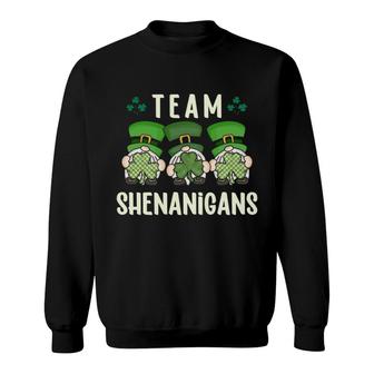 Shenanigans Team Squad St Patricks Day Gnomes Green Irish Pullover Sweatshirt | Mazezy
