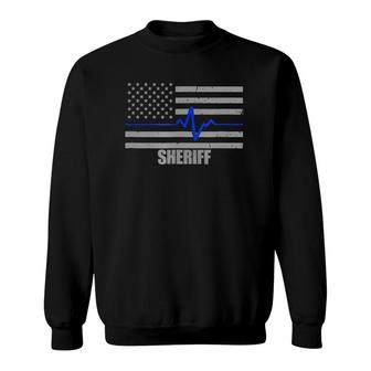 Sheriff Thin Blue Line Flag Law Enforcement Sweatshirt | Mazezy UK