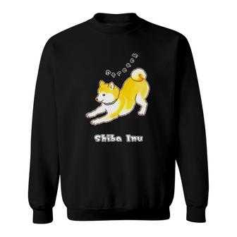 Shiba Inu Dog Having A Good Stretch Pixel Art Sweatshirt | Mazezy